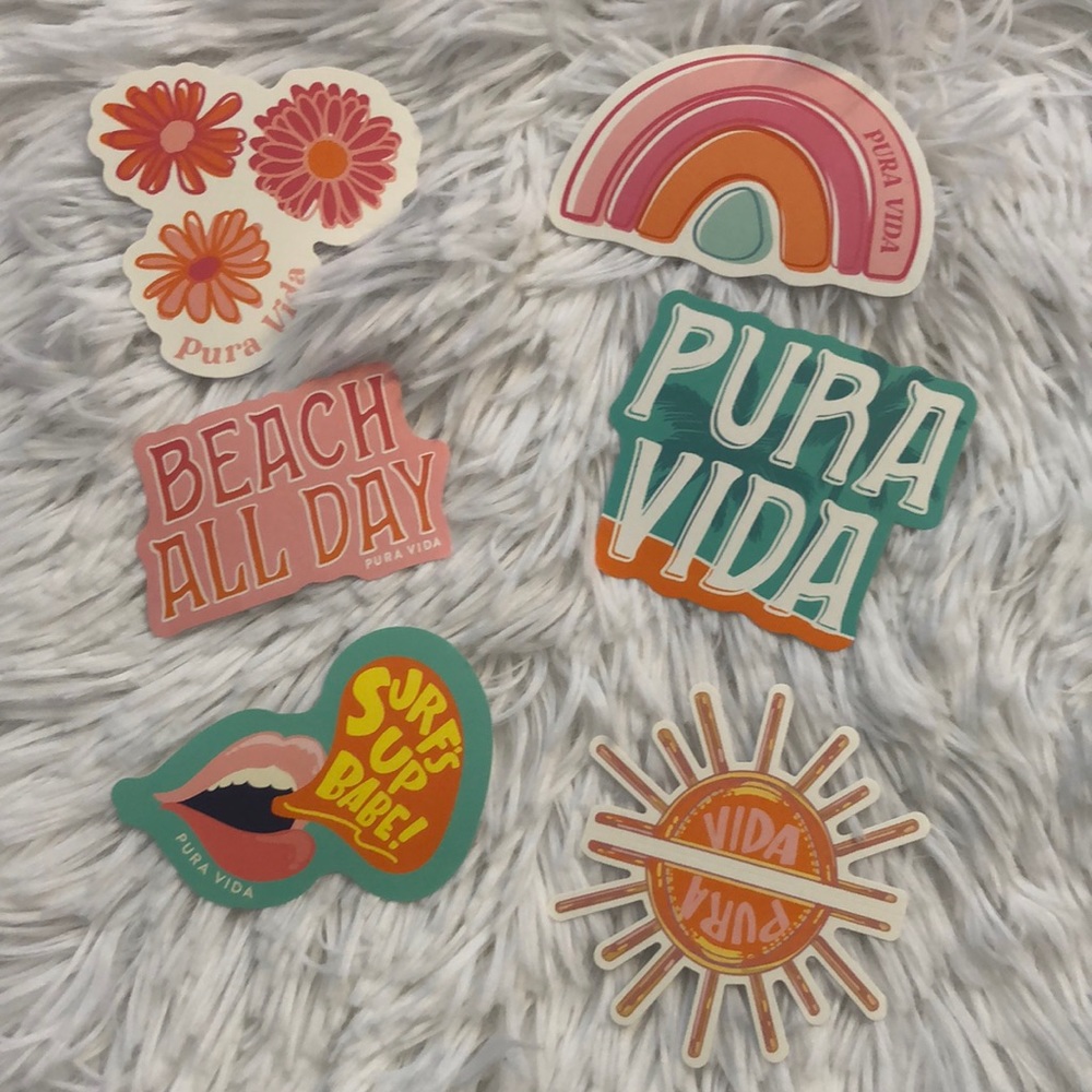 🩶5/$30 Pura Vida Retro Beach Vibes Sticker Set